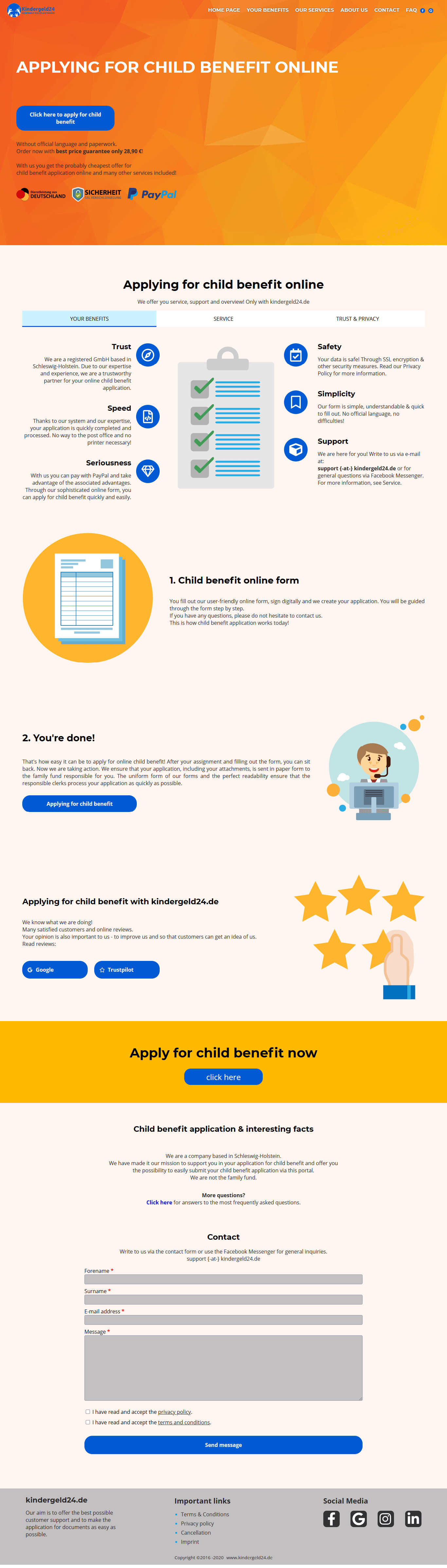 Applying for child benefit-online on Kindergeld24de