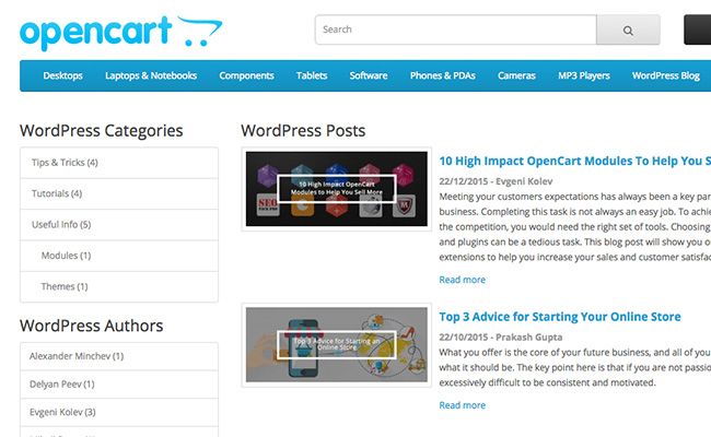 Bridging OpenCart and WordPress